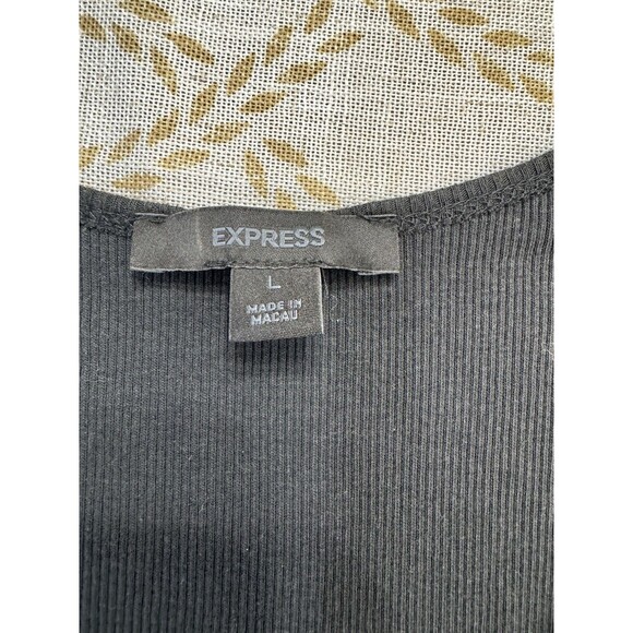 Express Large Black Tank Top Beaded Sequin SIlver - Picture 6 of 8